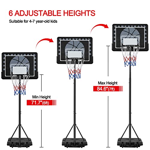 Yaheetech Height Adjustable Basketball Hoop Stand Portable Basketball Goal System Set With 32'' Pe Backboard W/ 2 Wheels 7.7Ft-8.7Ft Height Use For Indoor & Outdoor Sports #TOP4