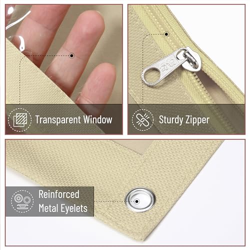 Image of Mr. Pen- Pencil Pouch for 3 Ring Binder, 2 Pack, 10 inchx6.75 inch, Smooth Zipper | Clear Window, Large Capacity Pencil Case with 3 Reinforced Grommets for School, Office, Supplies Storage | Clear Window, Large Capacity Pencil Case with 3 Reinforced Grommets for School, Office, Supplies Storage