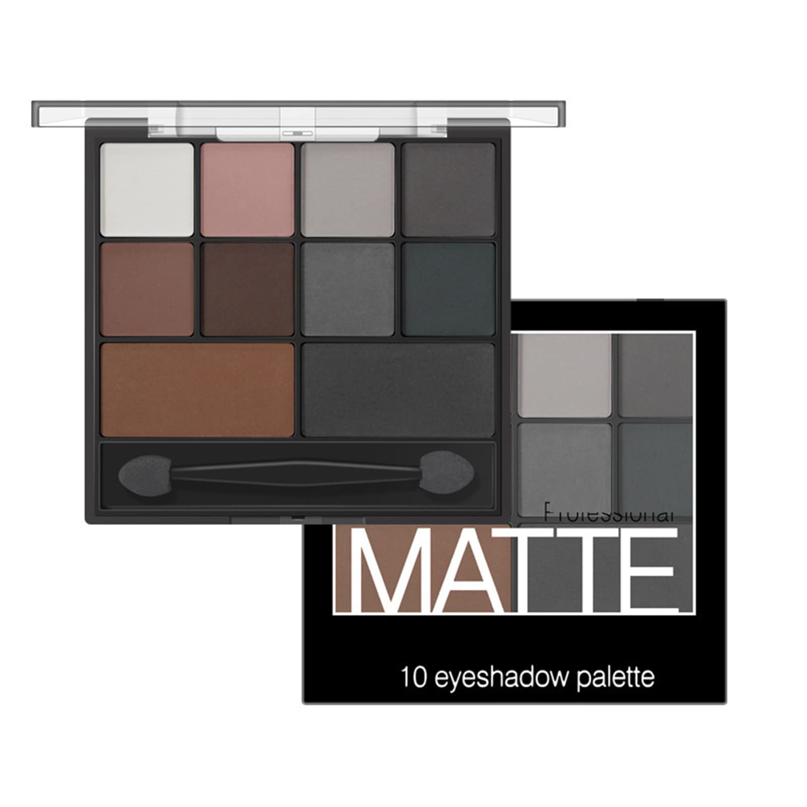 Eyeshadow Palette Full Matte Pallets 10 Eye Shadow Shades Smokey Makeup Set,Intense Color,Pressed Pigments,With Dual-Ended Applicator Brush For Women Girls (Matte 02)