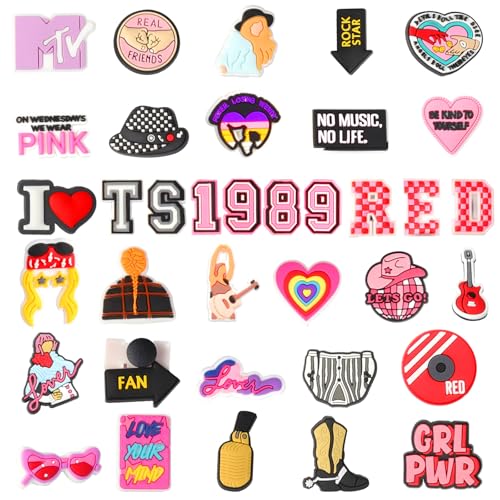36Pcs Music-Themed Shoe Charms for Girls Women Singer Shoe Charms for Clogs & Shoes with Holes Pink Friendship Shoe Charm Inspired Friendship Jewelry Gifts for Lover Music Fans Shoe Decoration