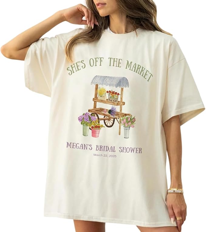 NABATO Personalized Bachelorette Party Shirts, Custom Fresh Off the Market Bridal Shower Outfits, SWEATSHIRT for Bride fashion product photo