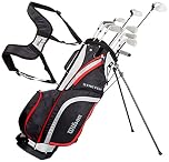 Wilson Beginner Complete Set, 10 golf clubs with stand bag, Men's (right hand), Stretch XL, Black/Grey/Red, WGG157548