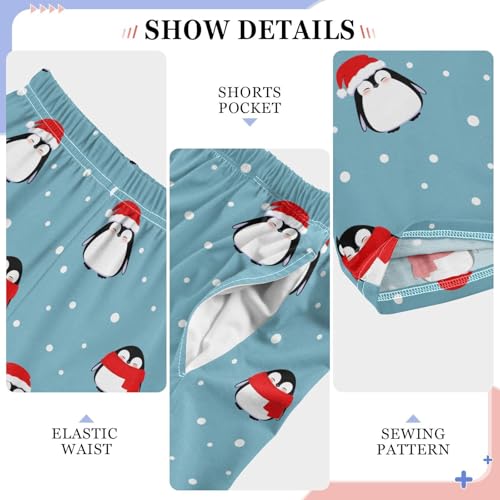 ZZXXB Penguin Winter Snow Boys Long Pants Soft Trousers Elastic Waist Kids Lounge Bottoms with Pockets S-XL4