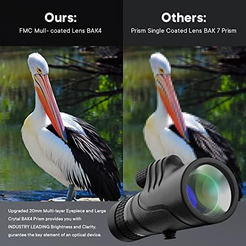 High Power Prism Monocular Telescope with Low Night Vision, 10-30X42 HD Zoom Waterproof Pocket Compact Monoculars for Adults Bird Watching Traveling Hiking-with Smart Phone Adapter Tripod
