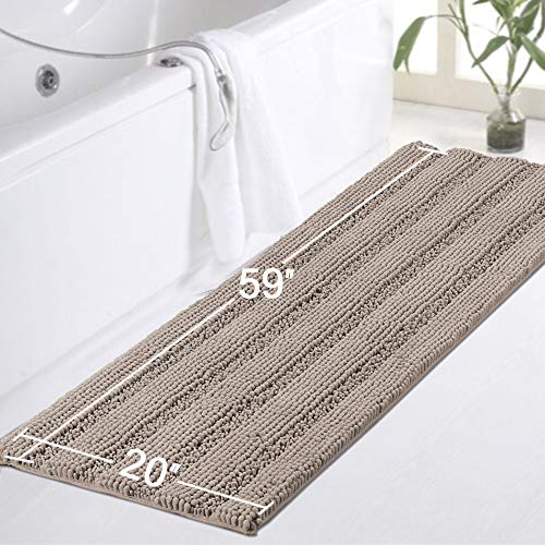 Image of Turquoize Non-Slip Bath Runners for Bathroom Luxurious Chenille Area Rug