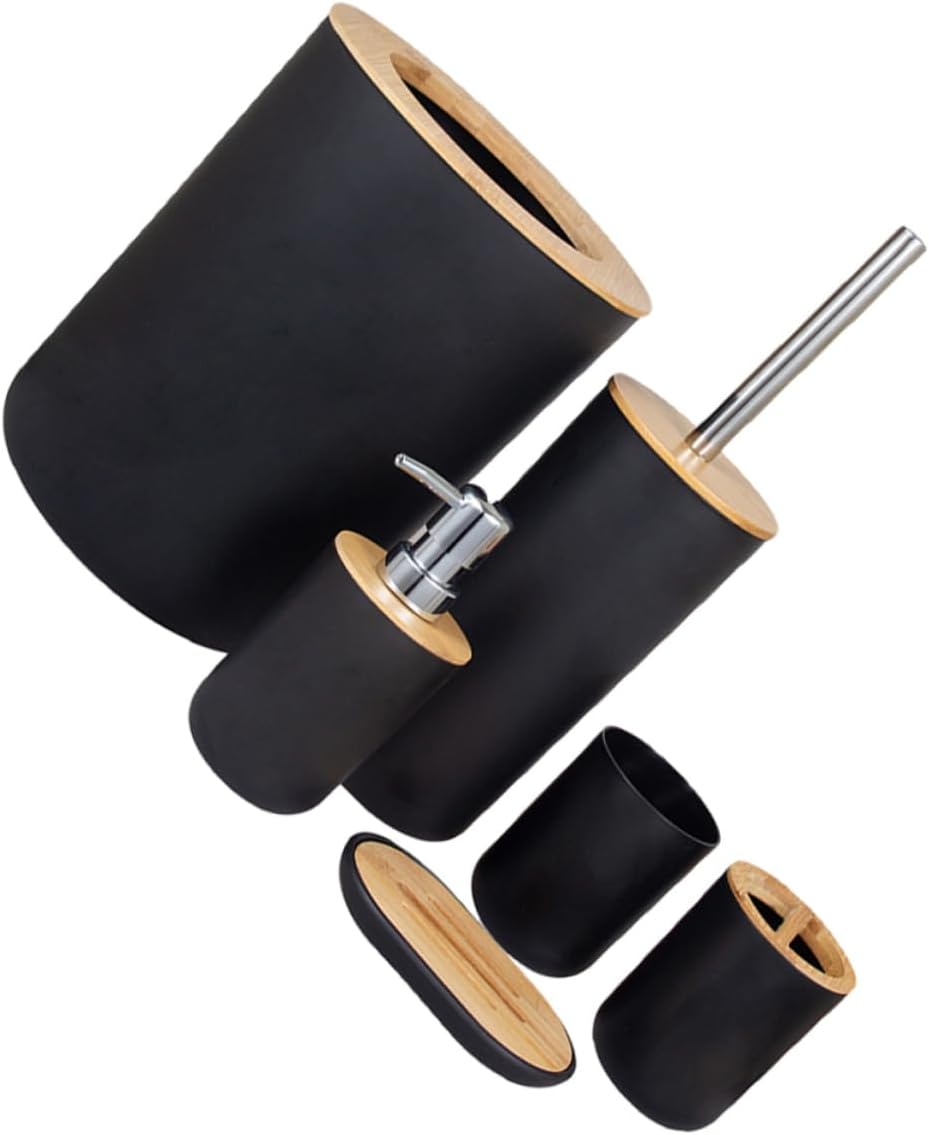 1Set Bathroom Accessory Trash Can Toothbrush Holder Lotion Bottle Soap Dish Mouthwash Cup Elegant Bathroom Essentials