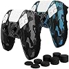 Fosmon Anti-Rutsch Schutzhülle Kompatibel Mit Sony PS5 DualSense Controller (2 Stück – Camo Schwarz/Grün), Anti-Schweiß Controller Silikon Hülle Skin Case mit 8 x Pro Thumbsticks Thumb Grips