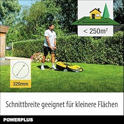 Powerplus Tondeuse Gazon Electrique POWEG62205 Tondeuse a Gazon de 1300 W 320 mm O avec Ramassage et Ejection Arriere