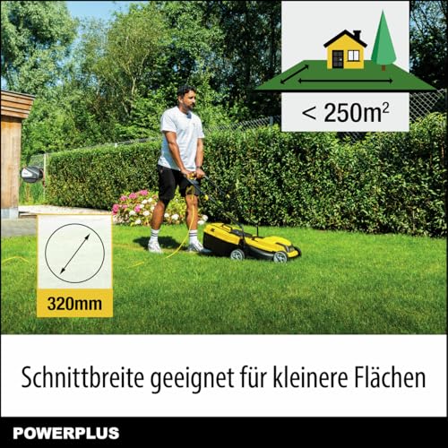 Powerplus Tondeuse Gazon Electrique POWEG62205 Tondeuse a Gazon de 1300 W 320 mm O avec Ramassage et Ejection Arriere