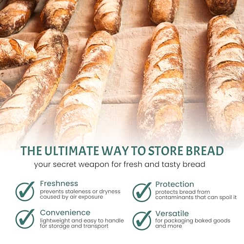Plastic Bread Bags for Homemade Bread (6x28 inch) - Clear Baguette Bag with Ties For An Airtight Moisture-free Preservation and Storage by FUNSTITUTION - Image 3