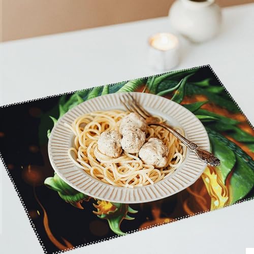 Sets de table dragon chinois en toile lot de 6 pièces lavables 45x30 cm