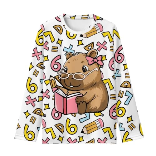 Image of WELLFLYHOM Long Sleeve T-Shirt for Boys Girls 3-16 Years Old Tee Tops Crewneck Pullover Shirts Fall Outfits