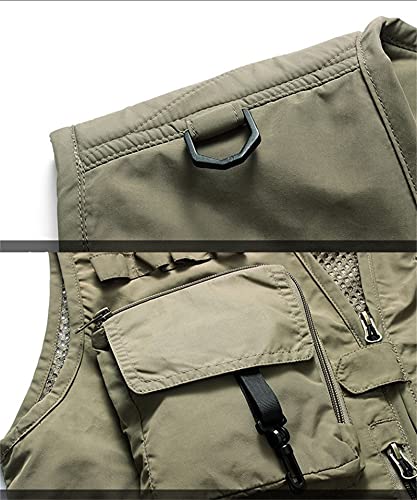 Mens Outdoor Work Safari Fishing Cargo Vest Multi Pocket Sleeveless Jacket3
