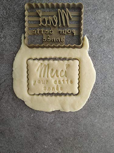 3DKOUPE - Emporte-pièce petit beurre - Merci pour cette année - Couleur au choix - Conçu et fabriqué en France