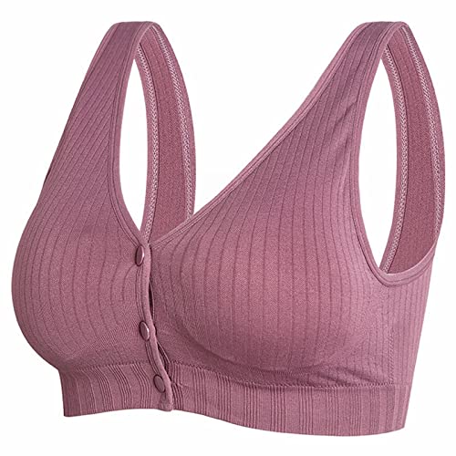 Schwangerschafts-BH in Übergröße, einfarbig, bequem, vorne zu öffnen, Still-BH für stillende Mütter, Sommer, bequemer Still-BH mit tiefen Körbchen, violett, XL Schwangerschafts-BH in Übergröße, einfarbig, bequem, vorne zu öffnen, Still-BH für stillende Mütter, Sommer, bequemer Still-BH mit tiefen Körbchen, violett, XL