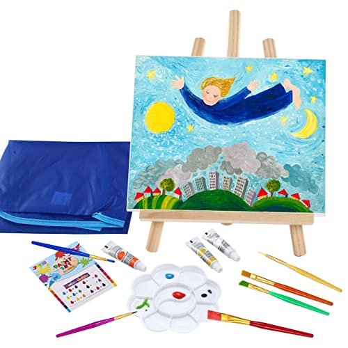 48 Pieces Art Painting Supplies For Toddlers And Kids With 12 Paint Brushes, 10 Painting Canvas, 2 Tabletop Easels, 2 Art Smocks, 18 Acrylic Painting Colors, Paint Palettes, Christmas Gifts For Kids #TOP7