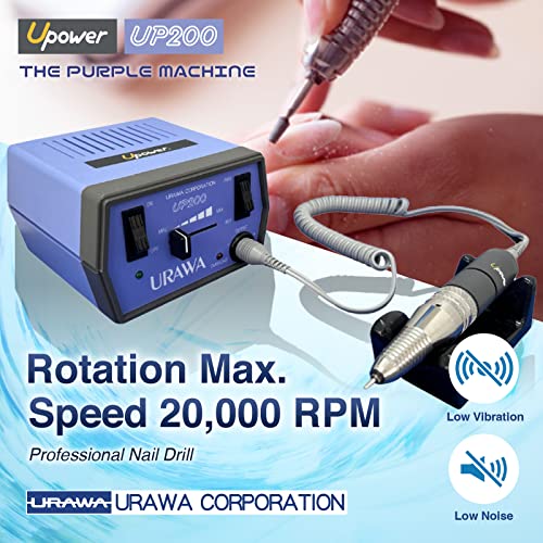 [Upower] UP200 Professional Nail Drill Machine, 20000 RPM Electric File for Nails, Low Noise & Low Vibration (Made in Japan) Produced by URAWA Corp.