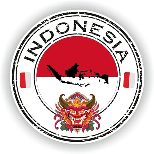 Indonesia Flag Round Sticker 6 Inch Waterproof Vinyl Decal Country Pride Indonesia Map Sticker for Car Laptop Water Bottle Window Wall Travel Souvenir Durable Adhesive