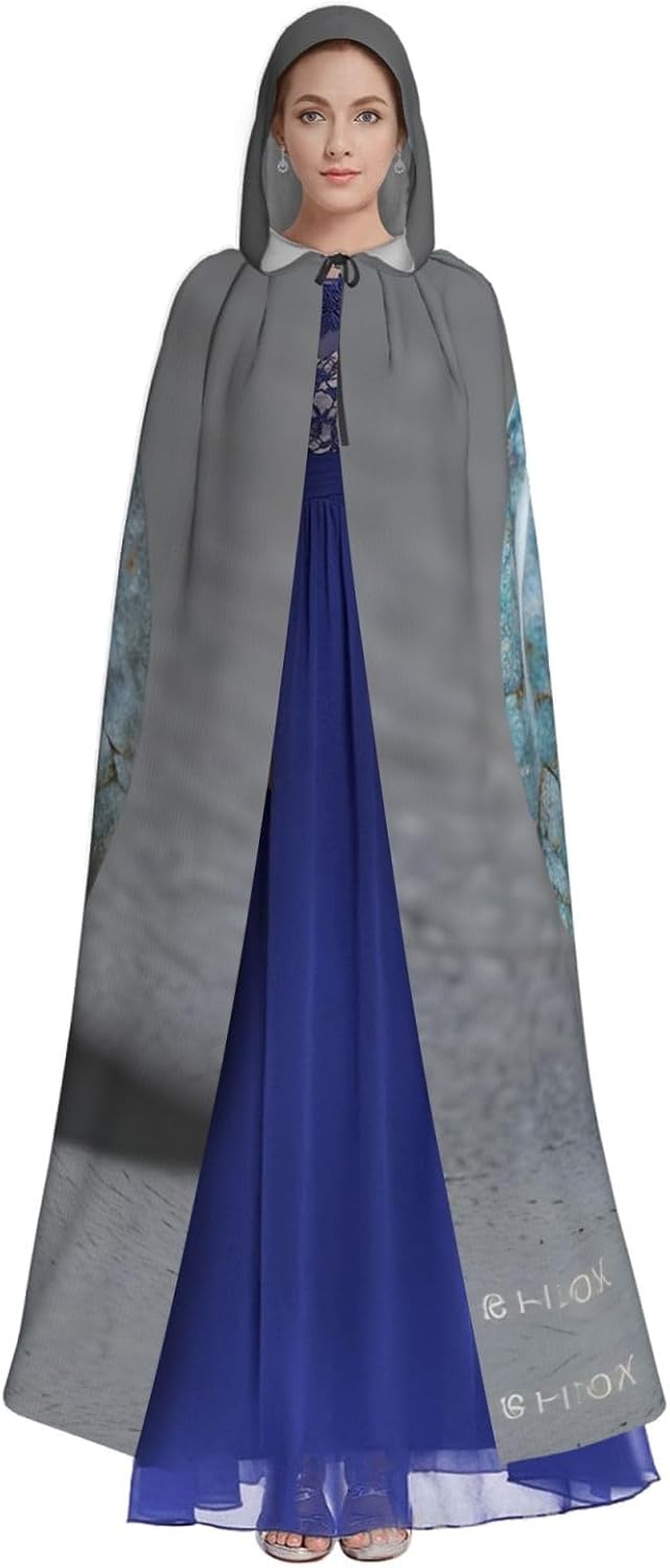 SSIMOO Onyx Stone Pale Blue Eye-Catching Cosplay Costume Cape for Women - Unisex Vampire Cloak for Halloween.