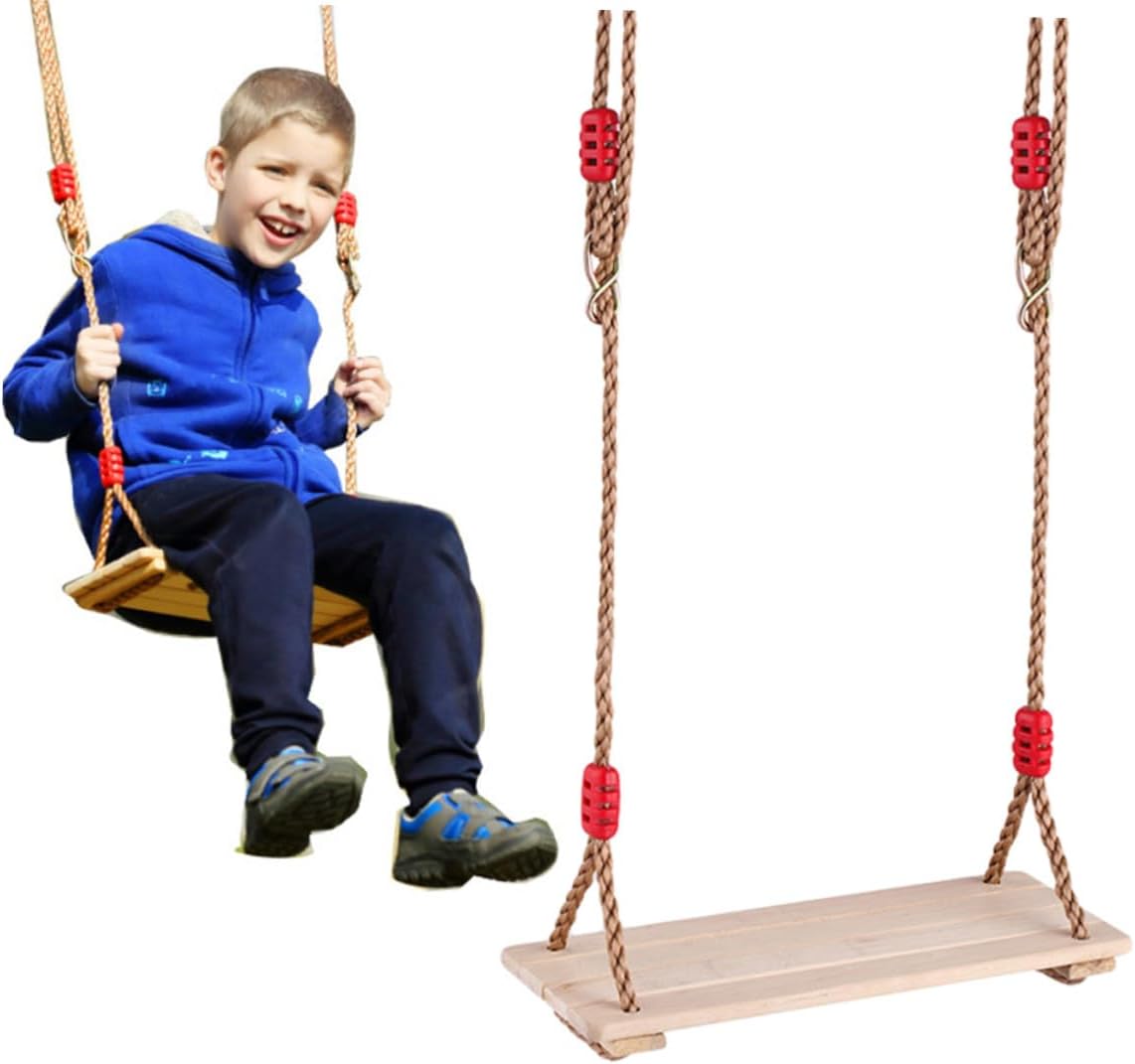 SUPVOX Wooden Swing Set Nylon Rope Hanging Swing for Boys and Girls and Adults Safe Non- Seat for Backyards and Play Areas