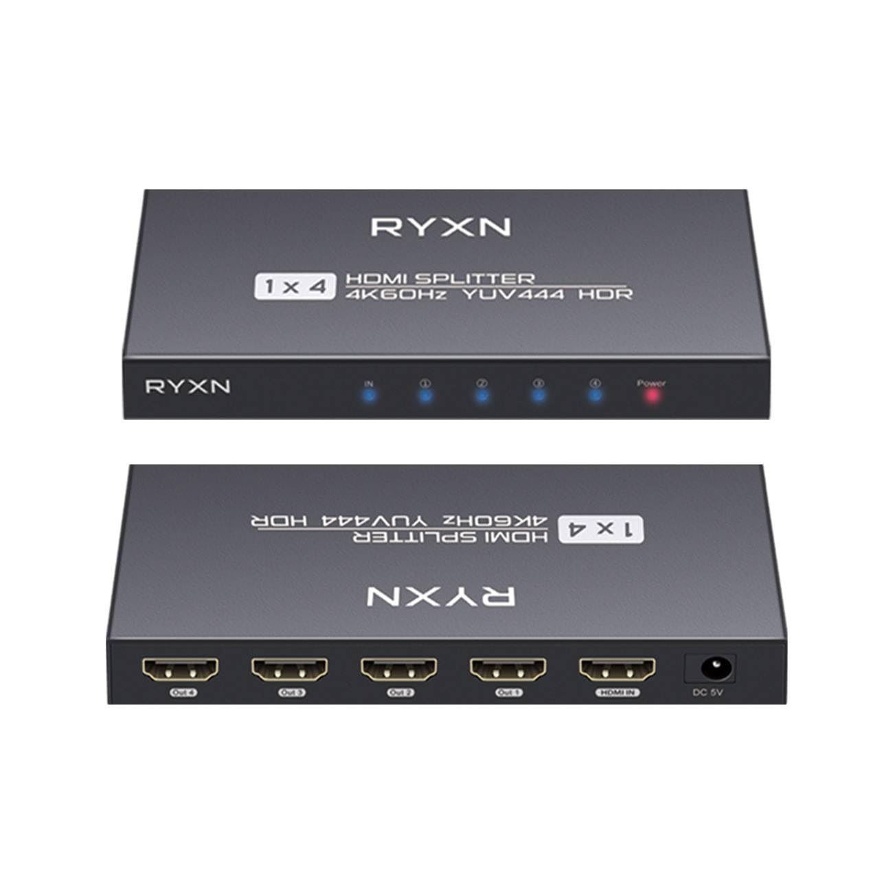 RYXN HDMI 2.0 Splitter 1 in 4 Out + HDMI Extender
