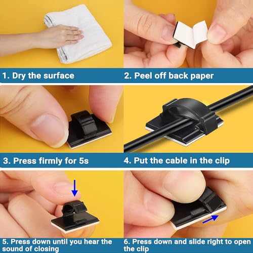 5 Piezas Clips Ajustables para Gestión de Cables, Organizadores Adhesivos para Cables, Soporte para Cable para TV PC Ethernet Bajo Escritorio Pared Oficina en Casa miniatura 3