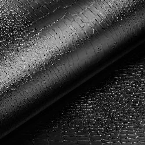 Livelynine 15.8x394 Crocodile Wallpaper Peel and Stick Faux Leather Wallpaper Removable Black Textured Wall Paper Sticker Pull and Stick Bedroom Living Room Contact Paper for Cabinets Headboard Books