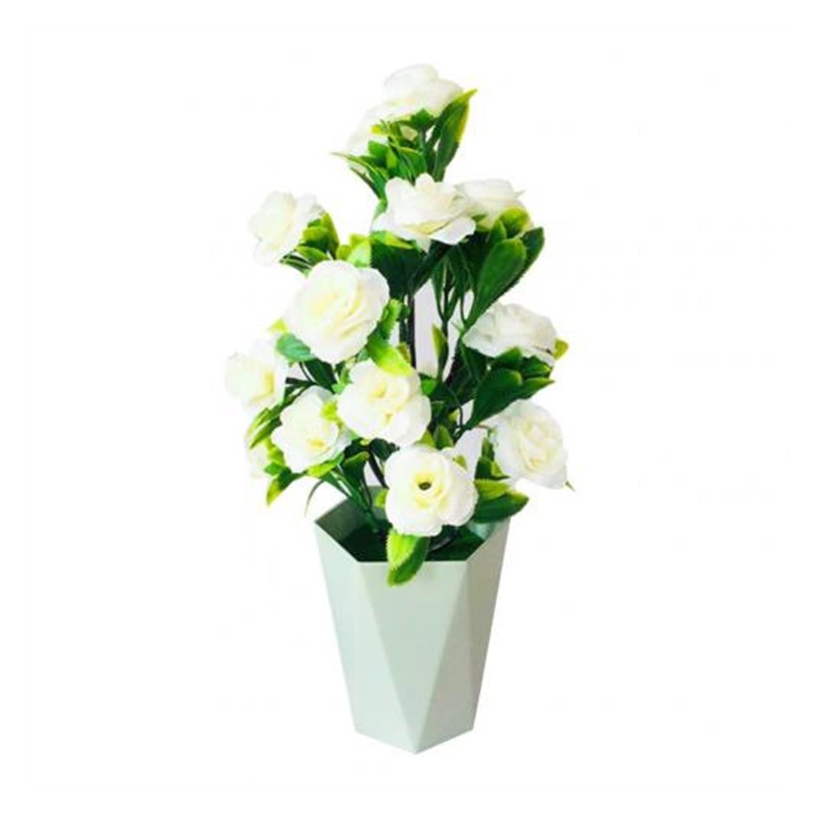 Plante artificielle rose en pot C pour décoration de table et bureau