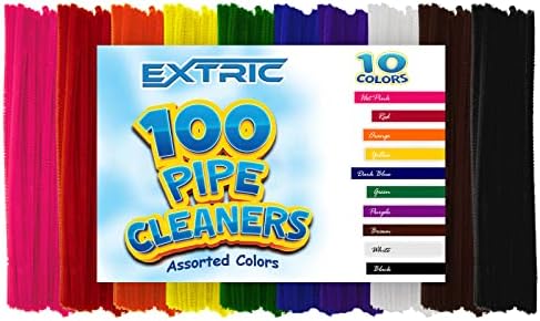 Pipe Cleaners- 100 Pc. Pipe Cleaner Assorted Colors 12 Chenille Stems, Pipe Cleaners Craft, Fuzzy Sticks Great Craft Supplies DIY Art & Craft Projects| 6mm x12 inch