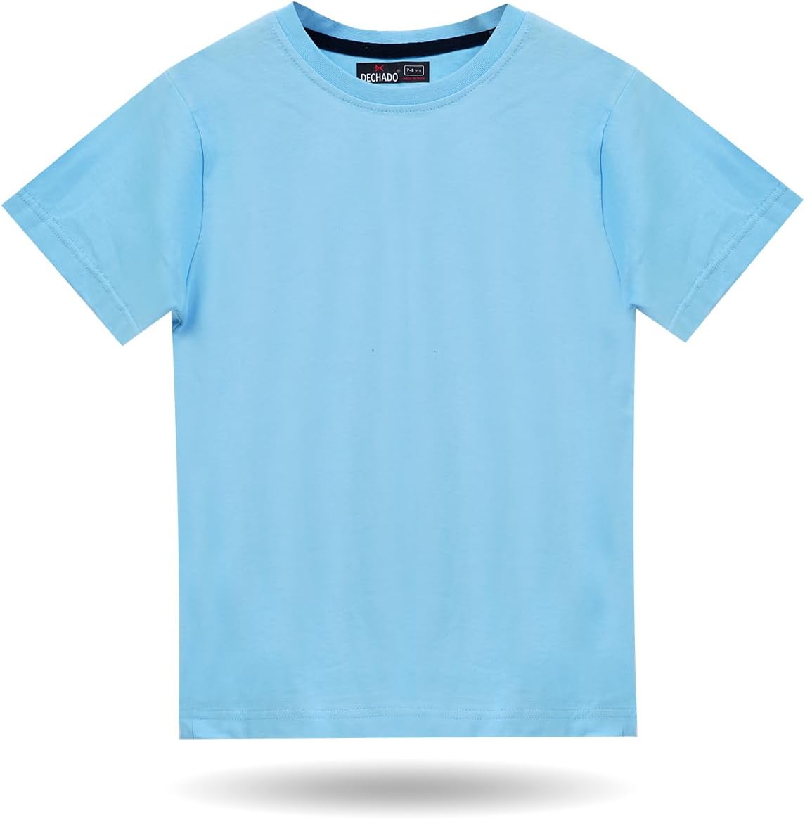 Kids Basic Cotton T-Shirt, Sky Blue, Solid Color, Crew Neck,Unisex Kids Plain Sky Blue T-Shirt,Short Sleeves, Everyday Casual,School wear (2–16 Years)