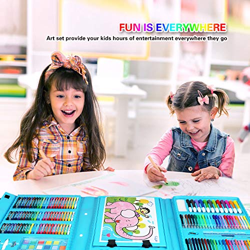 208 Pieces Art Set Kids Art Supplies Coloring Case Kit Painting & Drawing Sets for Teens Boys Girls Gifts Toys Age 4 5 6 7 8 9
