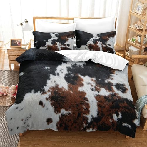 Housse de couette hypoallergénique avec zip imprimé vache 3D
