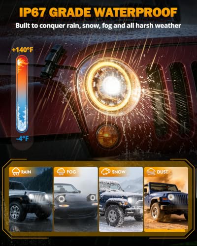 Image of Auxbeam Starlight Flow Series 7 Inch LED Headlights for Jeep Wrangler JK