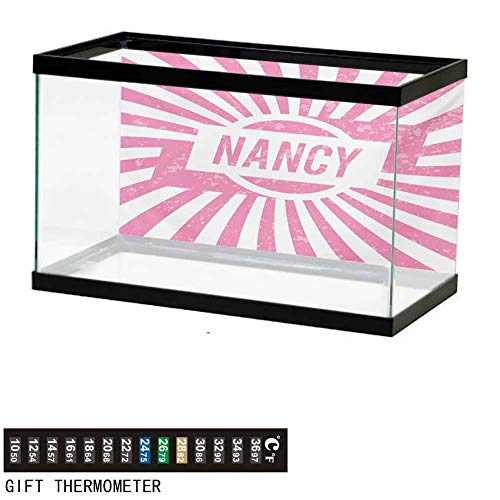 Aquarium Background,Poster Fish Tank Background,Popular Women`s Name Illustration with Retro Style Elements Pink
