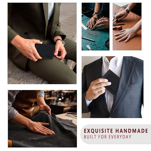 travelambo genuine leather wallet for men with gift box - handmade bifold stylish - mens wallets rfid blocking with 2 id windows