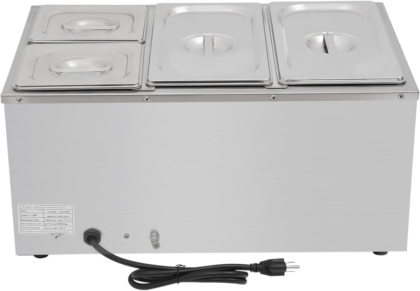 110V 4-Pan Commercial Buffet Food Warmer,Electric Stainless Steel Steam Table with Temperature Control,Professional Buffet Server Food Warming Tray for Catering and Restaurants Use