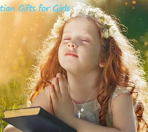 Tiny Cross Necklace for Girls | Heart Initial Necklace Women| Heart Birthstone Necklace | Letter Stainless Steel Pendant Jewelry First Communion Baptism Gifts Christmas Birthday Gifts4