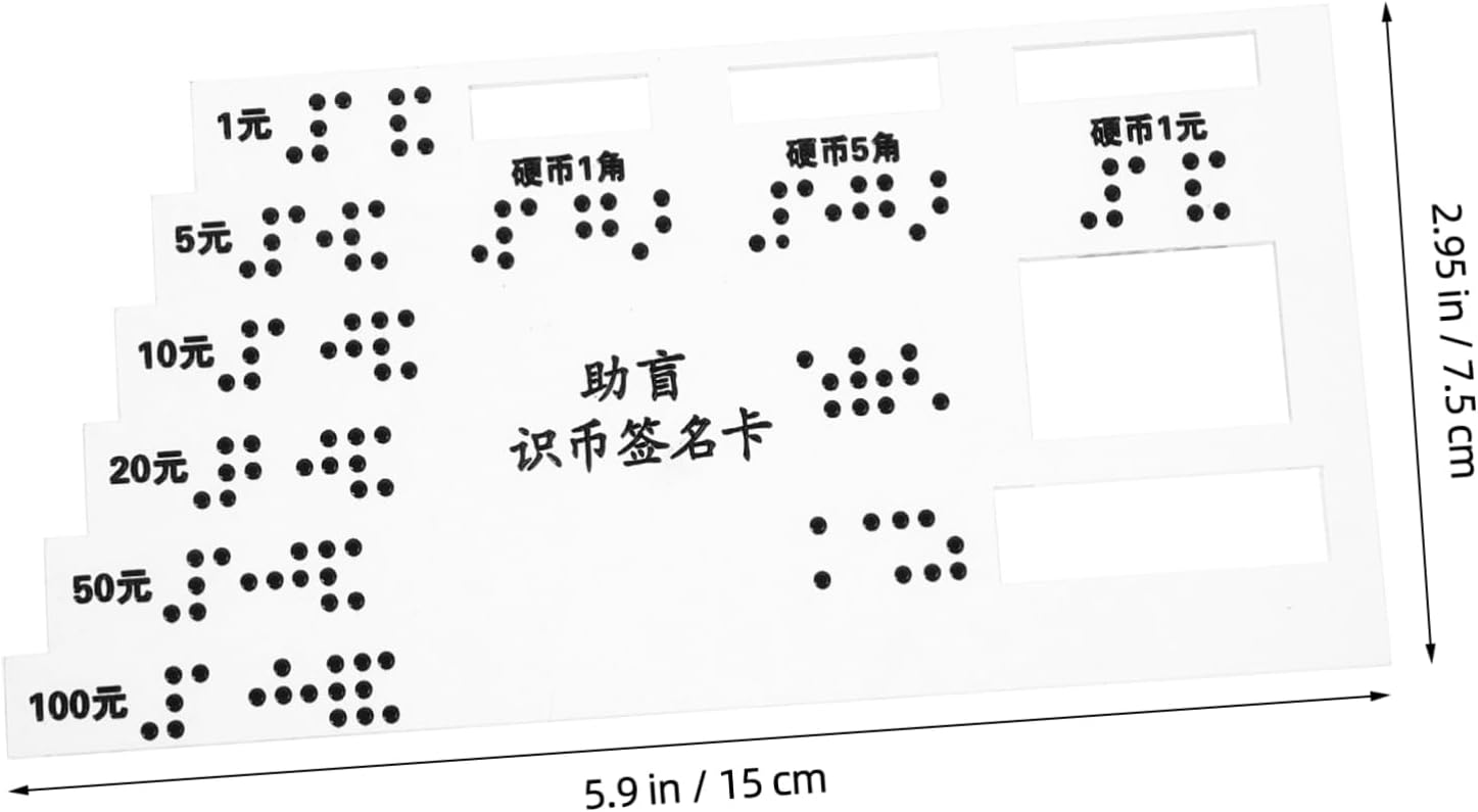 Acrylic Braille Money Identifier for Visually Impaired Portable Banknote Reader Markings Durable for Easy Currency Recognition and Daily Use