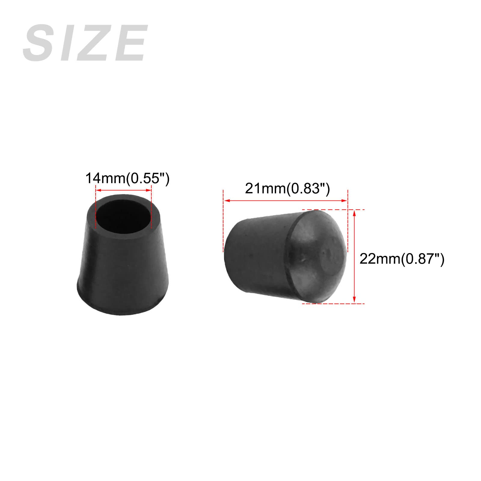 METALLIXITY Chaise Jambe Terminal Couverture (8mm Dia) 12Pcs, Caoutchouc Meubles Pieds Capuchons Plancher Protecteur - Pour Canapé Table Patio Chaises, Noir