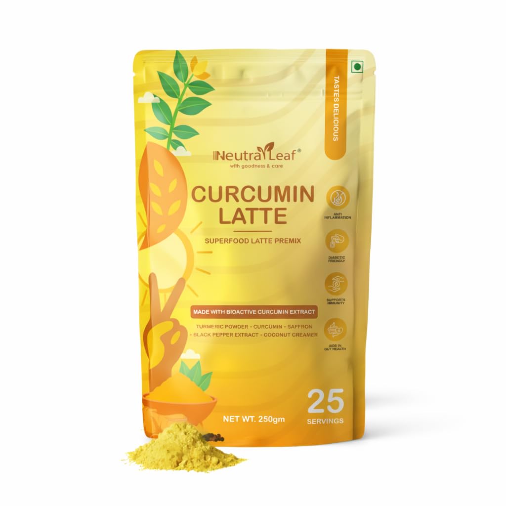 NeutraLeaf Curcumin Latte 250g |Turmeric Latte Premix with Bioactive Curcumin Extract, Black Pepper, Saffron and Coconut Creamer |Anti-Inflammatory Superfood Drink | 25 Servings-image-33