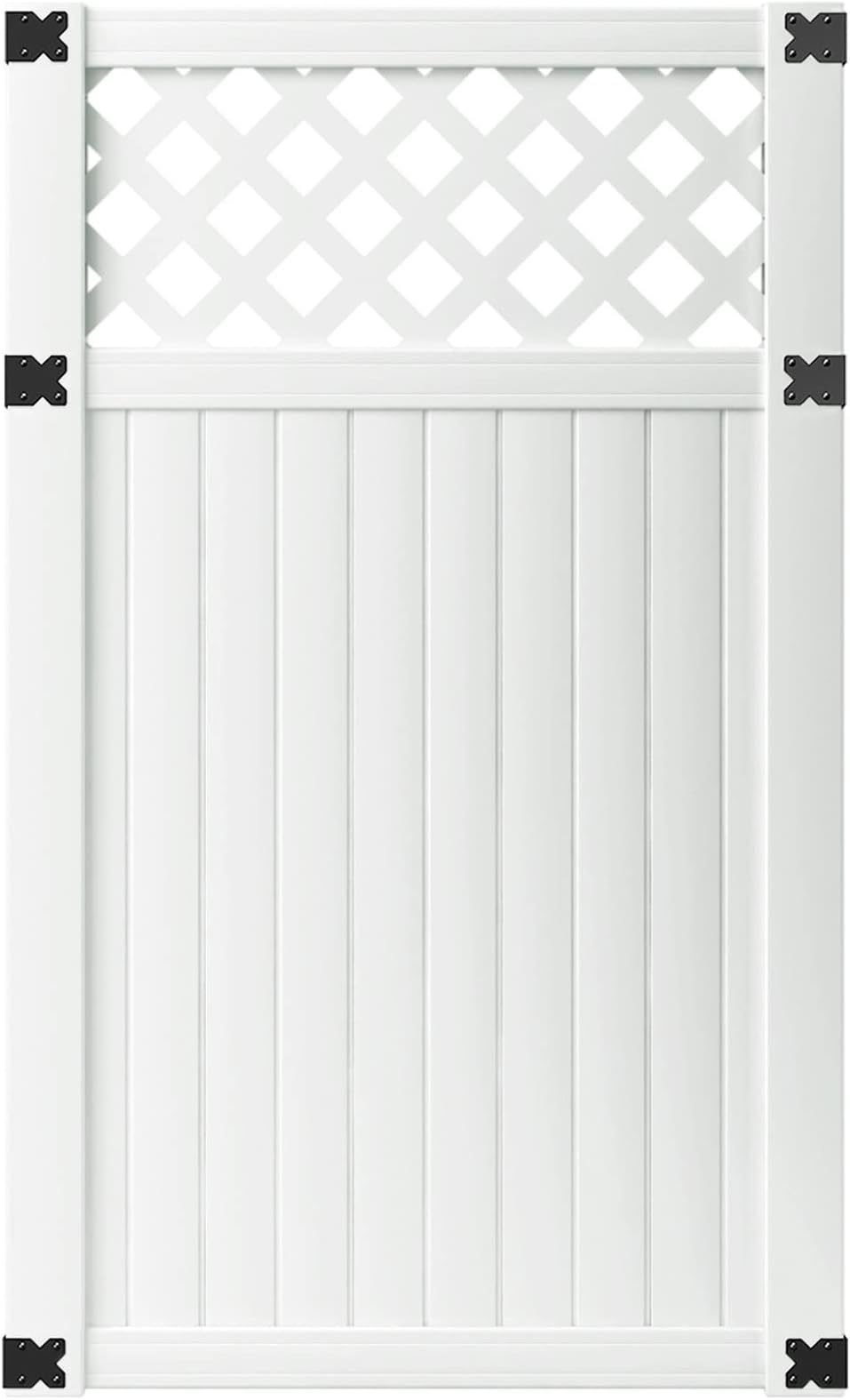 Outdoor Essentials Lewiston 6 ft. x 42 in. White Vinyl Lattice Top Privacy Gate
