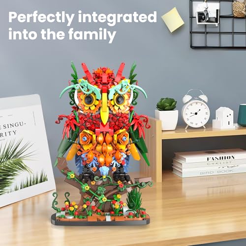 Sillbird Owl Flower Building Sets for Adults Creative Gifts for Mom Wife Women Girlfriend, Artificial Floral Animals for Home Office Decorations for Desk - Botanical Collection Model by Sillbird - Image 4