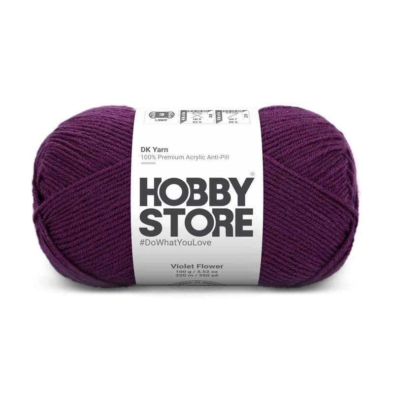 Image of DK Solid Yarn - Anti-Pill Acrylic Solid DK Yarn for Crochet & Knitting Everyday Essentials (1 ball /100 g) - Violet Flower 5035 | Magic Needles