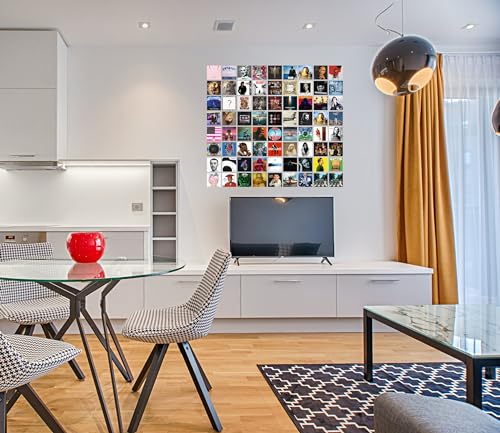 Image of Pack of 72 Music Wall Collage Kit Posters - 4 x 4 Inches Wall Decor Poster - Wall Art For Bedroom, Living room, Office - 1 Tissue Tape