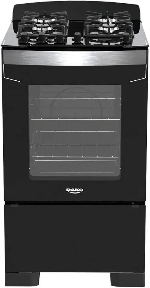 Fogão 4 Bocas Preto com Mesa de Vidro Dako Diplomata Bivolt