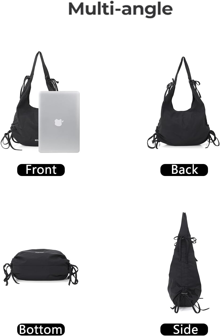 Large Nylon Hobo Bag for Women, Magnetic Crescent Tote Bag, Drawstring Casual Shoulder Crossbody Bag for Daily Commute Travel