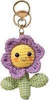 Hand Crocheted Sunflower Keychain for Women & Girls - Cute Durable Crochet Flower Bag Charm, Key Ring Accessory
