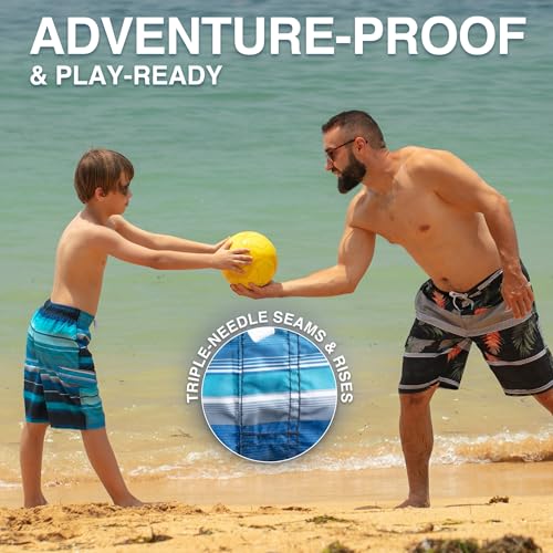 Image of Kanu Surf Boys' Toddler Troy Stripe Swim Trunks