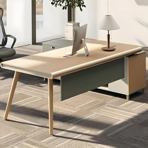 Image of Lakdi The Furniture Co Director & Executive L-Shape Office Table Modern Desk Made in MDF with Side Unit Drawer and Storage Wire Manager & CPU Storage - Beige - LDL-620