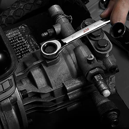 Duratech 90-Tooth Ratcheting Wrench Set, Combination Wrench Set, 8-Piece, Sae 5/16'', 3/8'', 7/16'', 1/2'', 9/16'', 5/8'', 11/16'', 3/4'', Cr-V Steel, Organized In Wrench Rack #TOP5